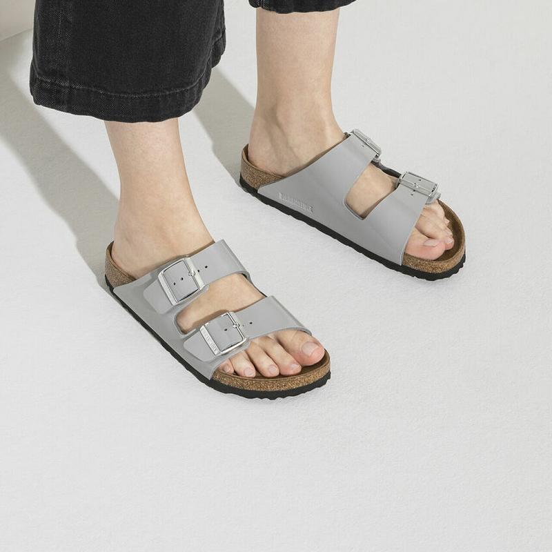 Birkenstock Lak Birko Flor Arizona Dame Sølv | DK 56OKI